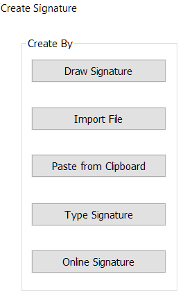 Foxit Reader signature input options