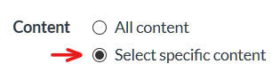 Canvas Settings Select specific content option